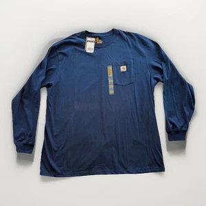 Carhartt Shirt Mens 2XL Original Fit Heavyweight Outdoor Logo K126 Navy Blue - Picture 1 of 8