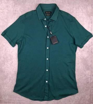 Camisa Polo Massimo Dutti Para Hombres Grande Verde Calce Ajustado Tejido Algodón Hecha en Portugal NUEVA Foto 1 de 4