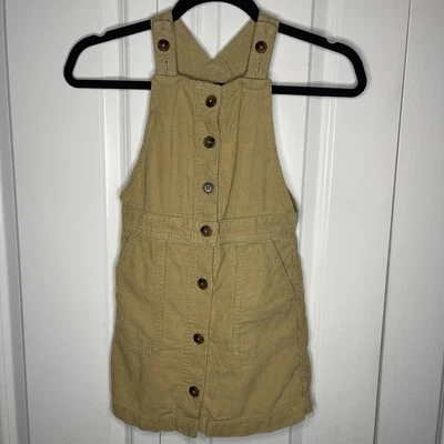 Old Navy Corduroy Pinafore Overall Dress Size Small Tan Girls Adjustable Cotton - Image 1 of 4