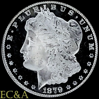 1879-S MORGAN SILVER DOLLAR DMPL OBV. SUPERB GEM (M299) - Image 1 of 2