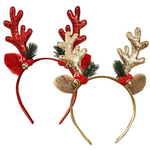 Christmas Antlers Headband Christmas Headband with Bells & Sequined qualified - Picture 1 of 5