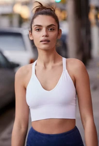 NEW Free People Movement Good Karma Tank Crop Top Yoga White XS/S-M/L $50 |FF011 - Picture 1 of 2