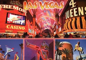 Fremont Street in Downtown Las Vegas, 4 Queens Casino, Cowgirl etc. --- Postkarte - Bild 1 von 2