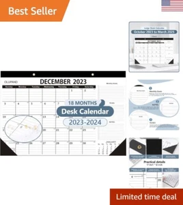 2023-2024 Desk Calendar - 8 Months, Large Ruled Blocks, Classic Black and White - Picture 1 of 9