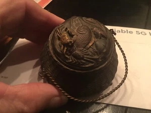 AUTHENTISCHER ANTIKER japanischer Bronze-Fischkorb Tintenfass aus der Meiji-Zeit  - Bild 1 von 16