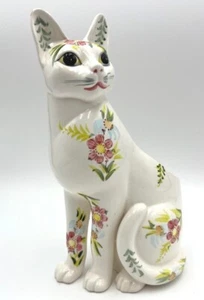 Lefton Kitty Cat Ceramic Planter Floral Design #365 10 1/2" Tall - Picture 1 of 9