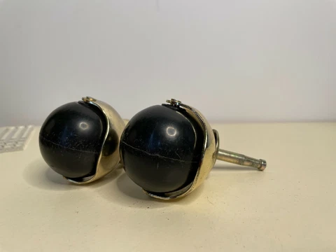Lot 2 Vintage Brass Caster Rolling Swivel Desk Chair Wheels Cover