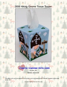 Hiking Gnome Tissue Topper-Plastic Canvas Pattern or Kit - Picture 1 of 1