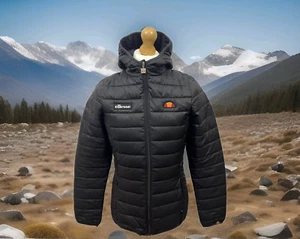 Schwarze gefütterte Damen-Winterjacke mit Kapuze von Ellesse Größe UK 10 - Bild 1 von 17