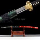 T10 Clay Tempered Katana Japanese Samurai Battle Sword Real Hamon Brass Tsuba