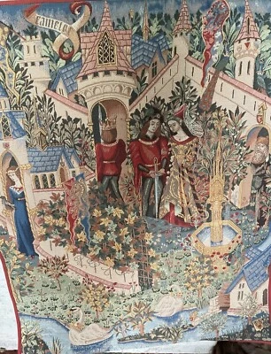 Tapeçaria vintage D’Halluin Guenievre Guinevere Camelot King Arthur - Imagem 1 de 4