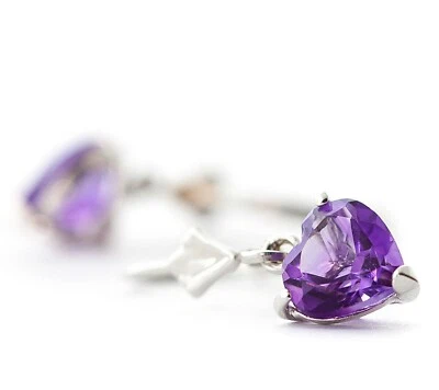 14K. PENDIENTE PALANCA ORO CON AMATISTAS NATURALES (Oro Blanco) Foto 1 de 4