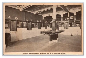 Fidelity National Bank Lobby Interior Spokane Washington WA UNP DB Postcard G19 - Picture 1 of 2