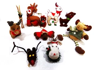 LOTE DE COLECCIÓN 0F 10 ADORNOS DE NAVIDAD MEZCLA DE RENOS FELPA ACOLCHADA SELLO DISTINTIVO - Imagen 1 de 2