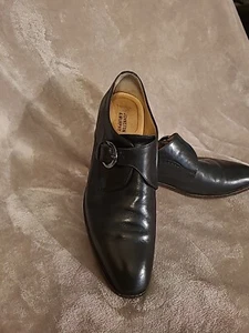 Scarpe da uomo Johnston & Murphy in pelle nera con cinturino McClain Monk TG 10,5 M - Foto 1 di 11