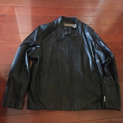 Wilsons Lambskin Blk Leather Motorcycle Jacket Pelle Studio Men XXL Amazing Coat - Image 1 of 4