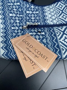 Nuevo con etiquetas Gold Coast Bolso Hobo de Hombro Cartera Acentos Plateados Tela Azul Cremallera Bolsillo - Imagen 1 de 8