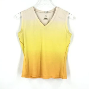 FILA Womens Shirt XS Extra Small Yellow Tank Top Sleeveless Pullover Ombre USA - Picture 1 of 18