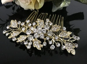 Gold tone hair comb bridal wedding crystal rhinestone hair accessories ha3204 - Picture 1 of 4