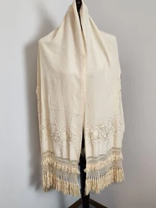 Gorgeous Antique Piano Shawl Scarf 1920s 1930s Silk Embroidery Wedding - Picture 1 of 19
