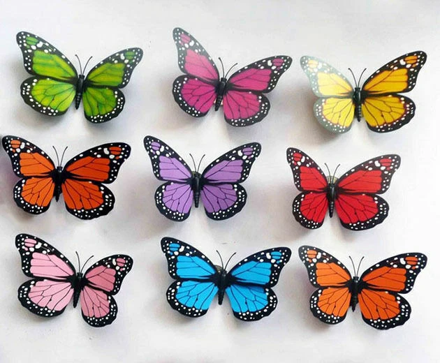 3D Artificial Butterflies Craft w/ Stick Home Festival Party Wedding Decoration - Image 1 of 1