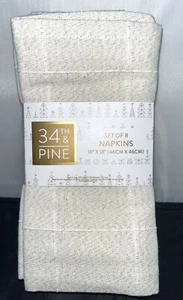 Set 8 tovaglioli in stoffa 34TH & PINE crema con tessuto oro nuovi con etichetta - Foto 1 di 7
