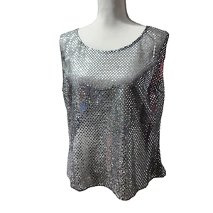 Ladies Tank Camisole Silver Glitter NWOT Blouse Top Shirt Womens Sequin fancy - Picture 1 of 4
