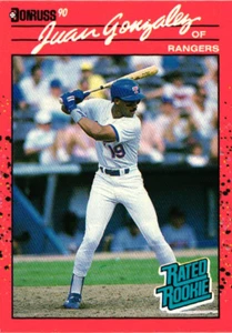 1990 Donruss - Rated Rookie #33 Juan González (RC) - Texas Rangers - Picture 1 of 2