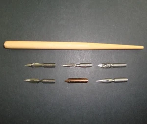 EC 1 LOT ECRITURE PORTE PLUME + 6 PLUMES CALLIGRAPHIE CALLIGRAPHY PENHOLDER PEN - Picture 1 of 1