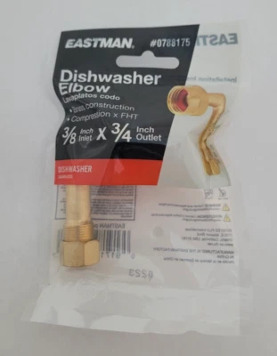 Conector de cotovelo de latão para lava-louças Eastman 3/8" x 3/4" 0788175 - Imagem 1 de 4