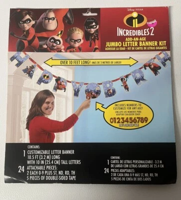 Increíbles 2 Película Feliz Cumpleaños Jumbo Letra Banner Kit Fiesta Celebrar Foto 1 de 2