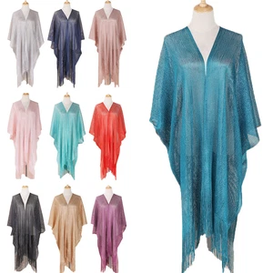 Moda Mujeres Protección Solar Chal Borla Grande Playa Cubrir Blusa Bohemia - Imagen 1 de 46