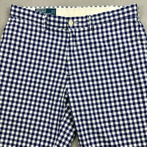 Polo Ralph Lauren Mens Shorts 34 Blue Gingham Check Plaid Flat Front Preppy - Picture 1 of 10