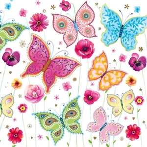(2) Decoupage Paper Napkins Summer Butterflies Flowers Art Craft Decorative - Picture 1 of 8