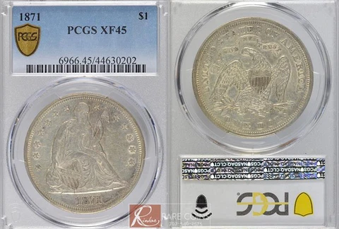 1871 $1 PCGS XF-45 Cover