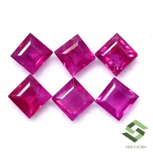 4x4 MM Rubino Naturale Taglio Quadrato Lotto 06 Pezzi 2.22 K Calibrata Sfuso - Picture 1 of 5