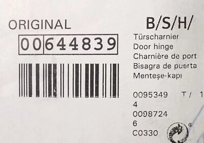 00644839 Este é um item original do fabricante feito pela Bosch.   (Parte #: BOS 00644839) - Imagem 1 de 3