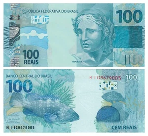 Brasilien 100 Reais (ND/2024) - Republica/Zackenbarsch, p-257g, B879g UNC - Bild 1 von 3