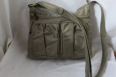 Travelon Taupe Doble Bolsillo RFID Antirrobo Bandolera Bolso de Hombro Cartera Foto 1 de 4