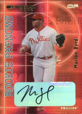 2002 Donruss Rookies Phenoms Autographs #25 Marlon Byrd/500 - NM-MT - Image 1 of 2