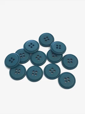 12 Buttons Dark Teal Matte Plastic 4-Hole Sew Through Sewing 19 mm #BL13 - Image 1 of 4