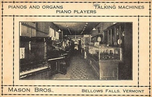 Pianos y órganos máquina parlante Bellows Falls VT Mason Bros. pianistas y pianistas PC - Imagen 1 de 2