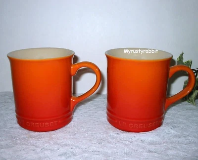 Le Creuset Stoneware Coffee Cup Mug Set Flame Orange Ombre 2nd Choix 13.5oz - Image 1 of 4