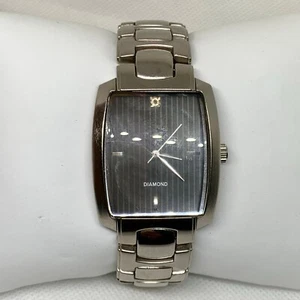 Allude Diamond men wrist watch silver tone black dial 33mm size 7.5” running - Picture 1 of 7