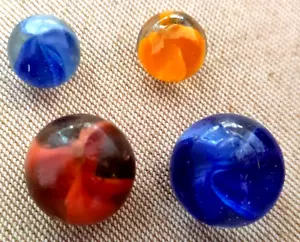 OLD TOY MARBLES four thick veins signal pointal 4 NO - Picture 1 of 24