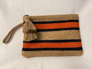 Pochette J. Jill Juta arancione a righe blu con nappa - Foto 1 di 9