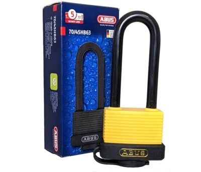 ABUS 70/45HB63 All Weather Long Shackle Solid Brass Padlock Keyed Alike #6403 - Image 1 of 3