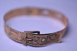 ANTIQUE VICTORIAN GOLD FILLED 3/8" ENGRAVED BELT BUCKLE ADJUSTABLE BRACELET - Picture 1 of 5