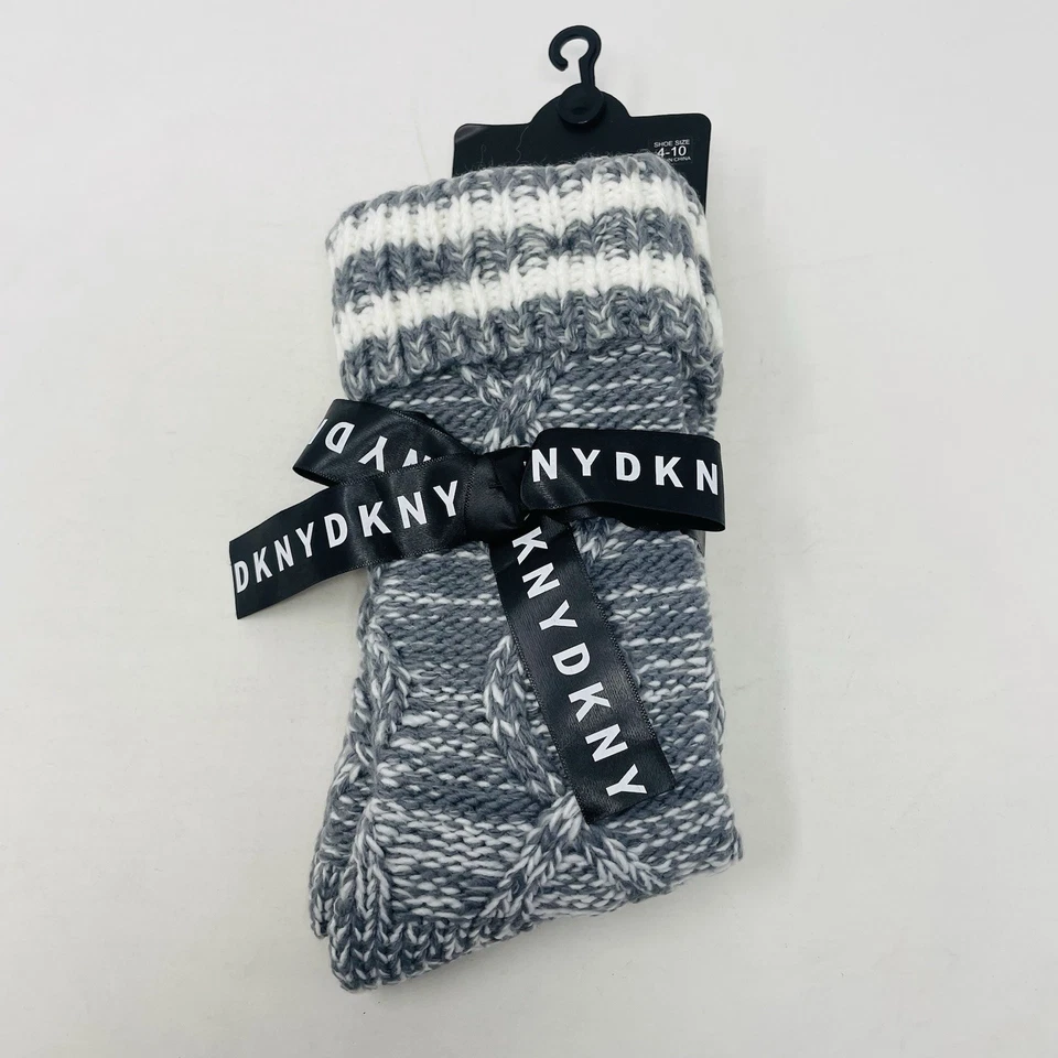 Zapato DKNY Mujer Talla 4-10 Varsity Rayas Tejido Zapatilla Calcetines en Gris/Blanco 2249 Foto 1 de 4