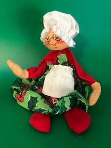 Grembiule bambola Annalee 8” vintage signora Babbo Natale in cofano bianco 1963 posabile - Foto 1 di 6